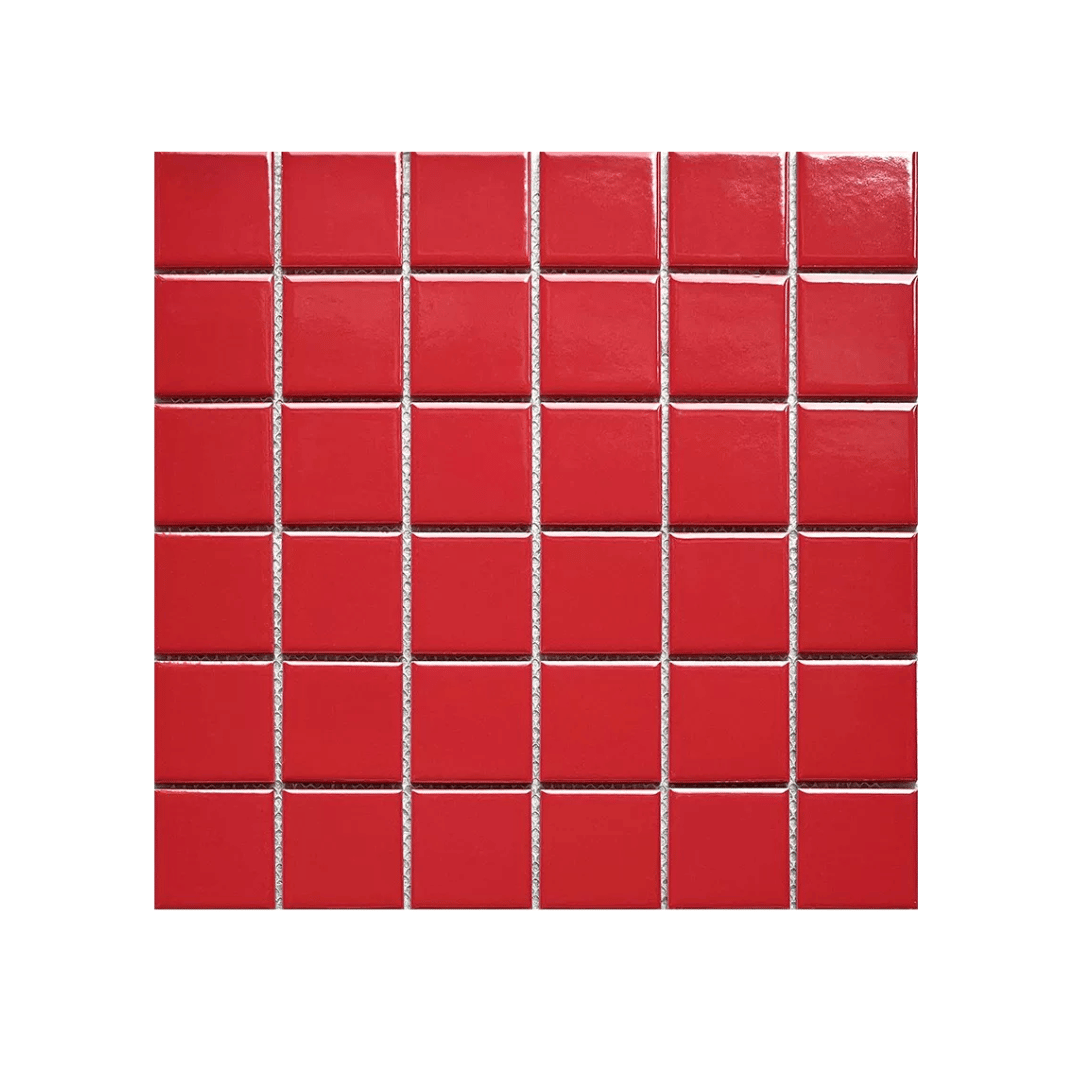 โมเสค TIMELESS TILES รุ่น CLASSIC SQUARE 48 ขนาด 30X30 ซม. สีแดง ผิวเงา GLOSS RED โมเสคเซรามิกทรงสี่เหลี่ยมจัตุรัส_0